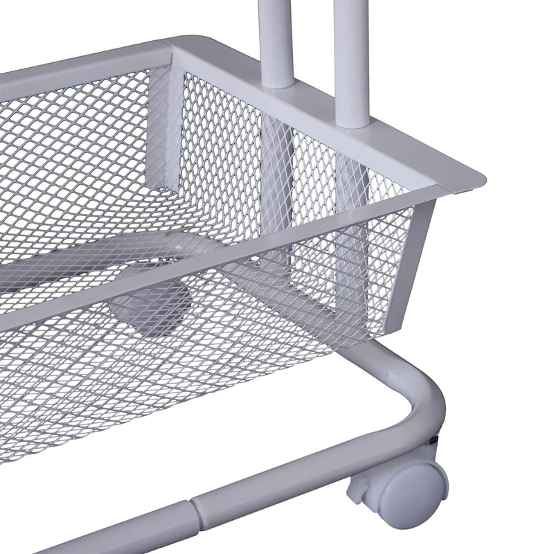 Carrello da Cucina Multiuso Salvaspazio 3 Livelli in Acciaio a Rete Bianco 40x30x79 cm