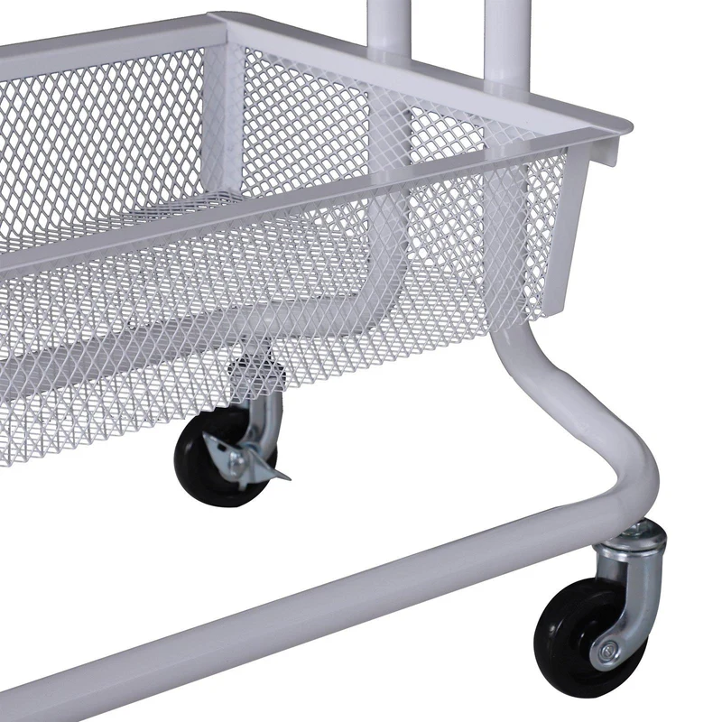 Carrello da Cucina Multiuso Salvaspazio 3 Livelli in Acciaio a Rete Bianco 47x38.5x89 cm