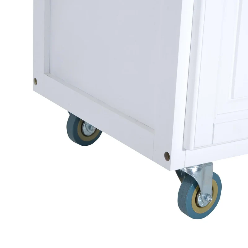Mobiletto Carrello da Cucina con Ruote in Legno di Pino Bianco 146x75x91.5 cm