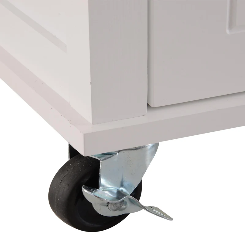 Mobiletto Carrello da Cucina in Legno e Bambù Bianco 70x45.7x90 cm