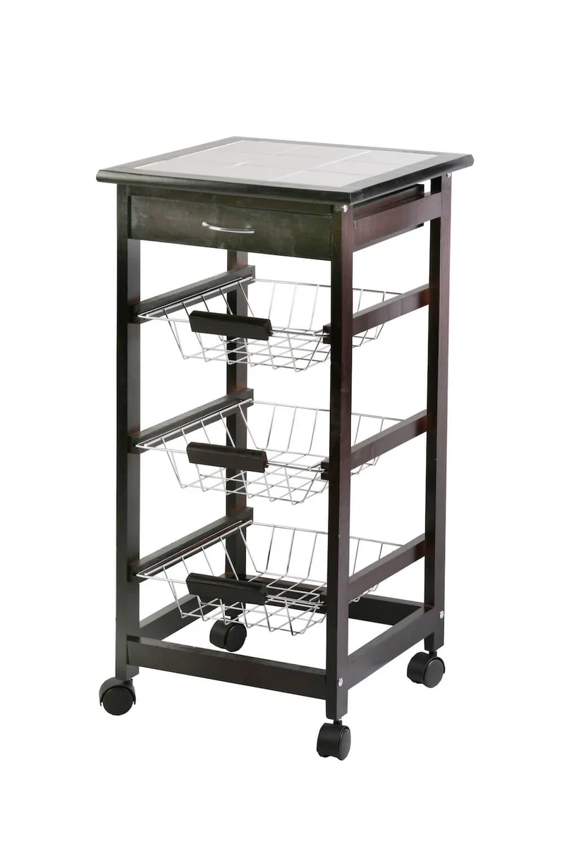 Carrello da Cucina in Legno Wengè 3 Cestelli Tosini A308-28W