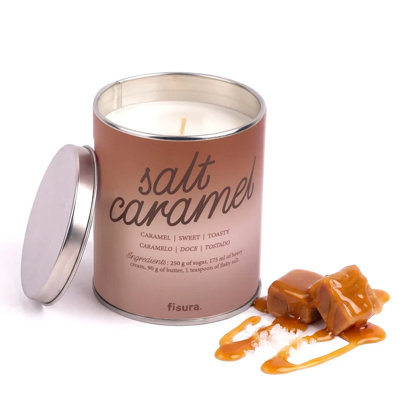 Vela en lata de metal “Salt caramel” – caramelo salado