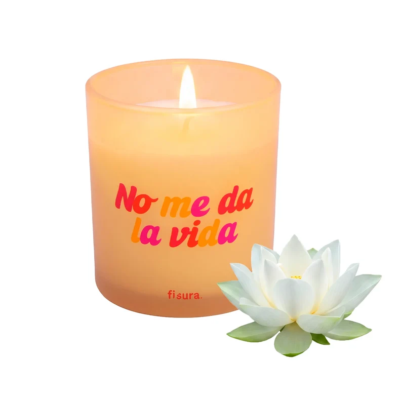 Vela de cristal “No me da la vida” – lotus blanco