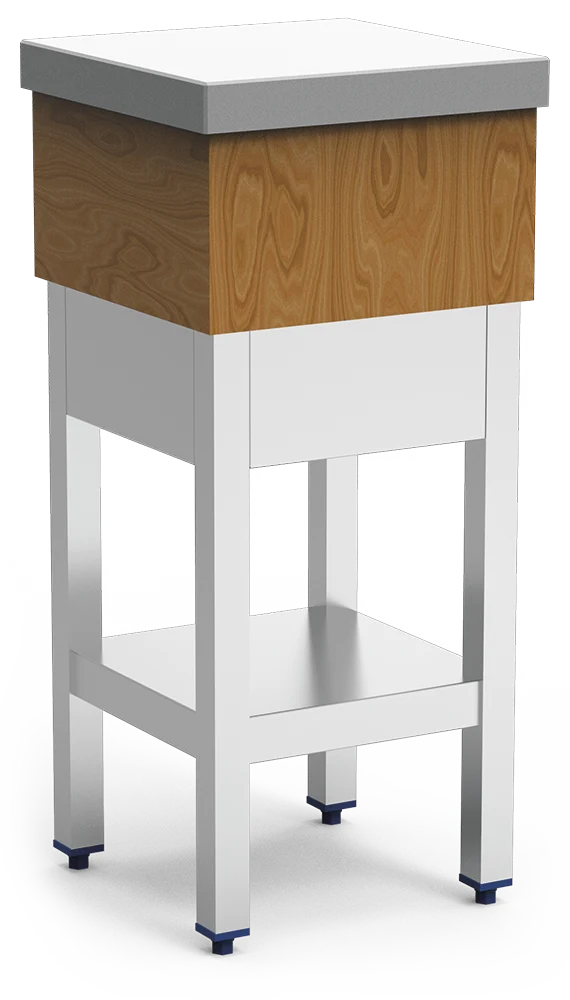 Billot de boucher inox en bois et polyéthylène blanc