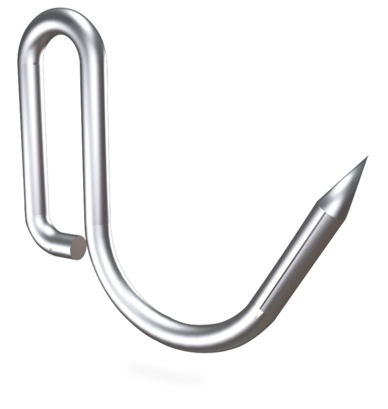 Crochet inox de boucher a tige avec rebord en packs