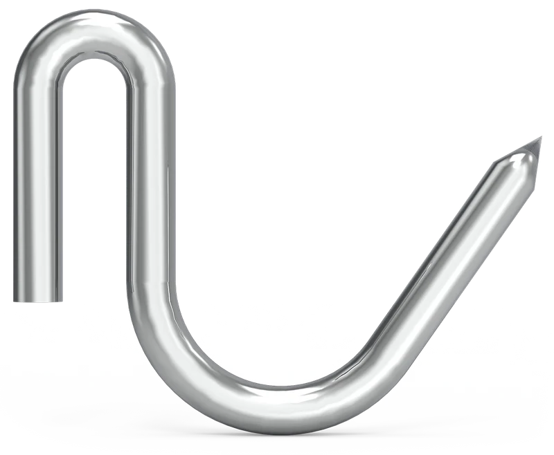 Crochet inox de boucher a tige spécial pour agneaux en packs