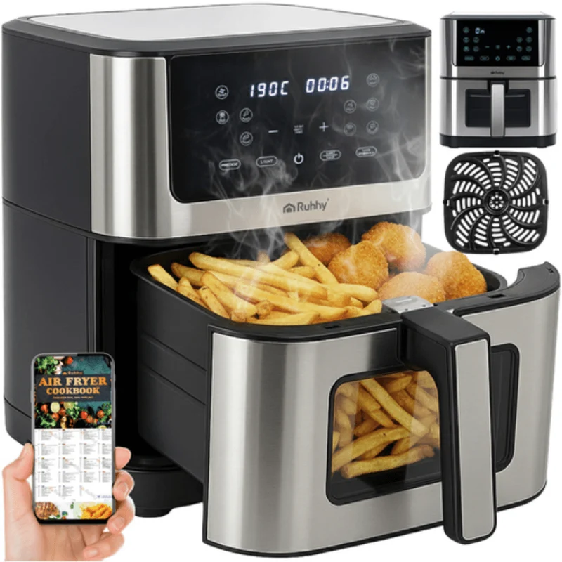 Friggitrice ad Aria Ruhhy 8 L XXL 1800 W 10 Programmi Display LED