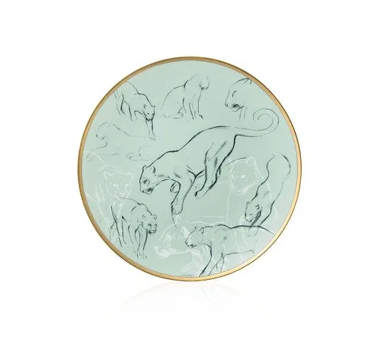 Hermès Carnet d'Equateur Set 2 Piatto da Pane "Felini" 14 cm