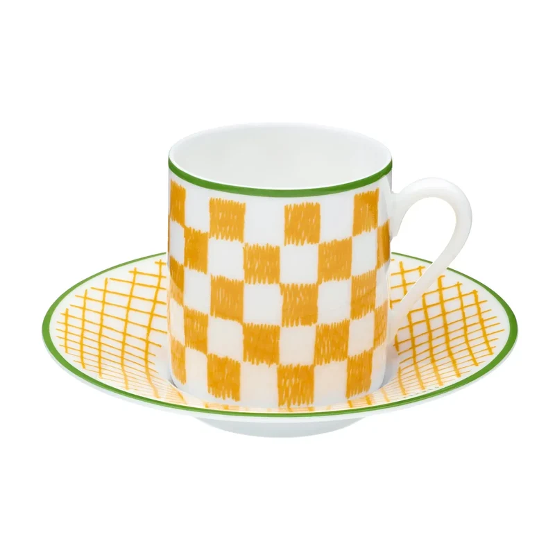 Hermès A walk in the Garden Set 2 Tazze caffe con piatto 9 cl Giallo