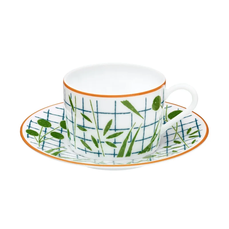Hermès A walk in the Garden Set 2 Tazze the con piatto 16 cl Verde