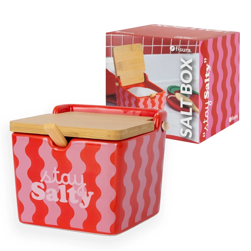 Salero “Stay salty” rosa y rojo