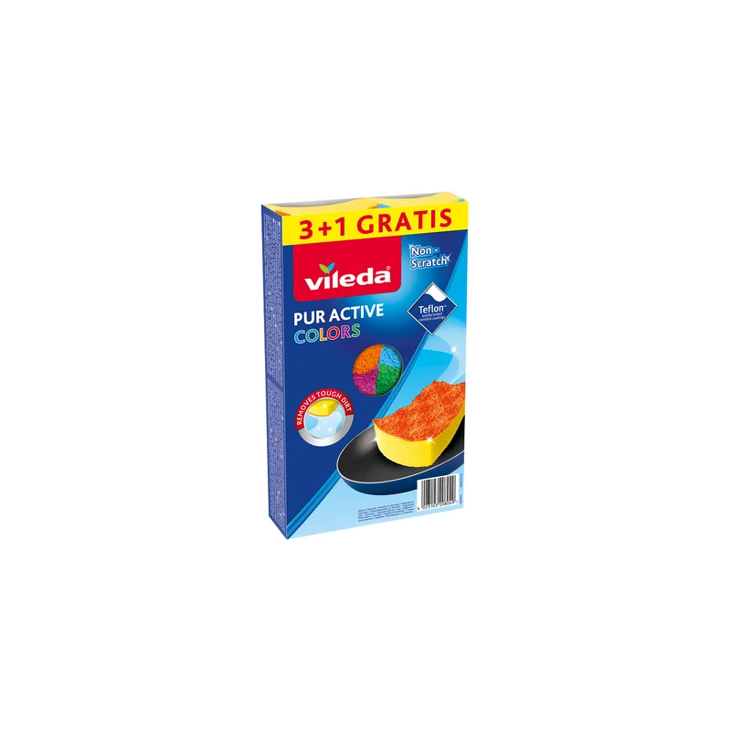Set di 4 spugnette abrasive di colori diversi - Vileda Pur Active Colors