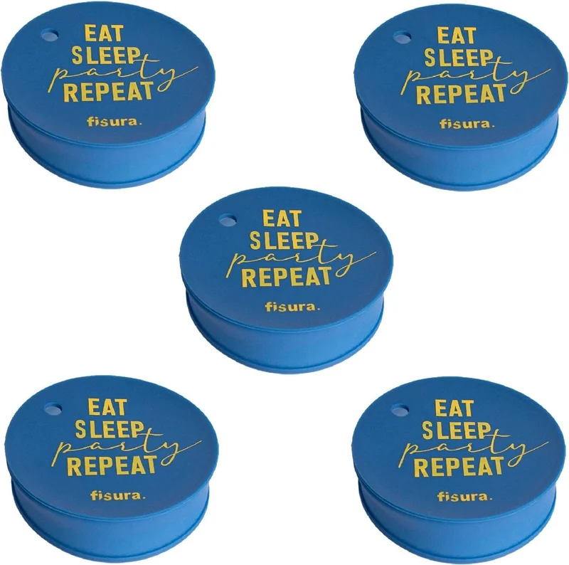 Tapa vasos antidroga “Eat, Sleep, Party, Repeat” 5 unidades