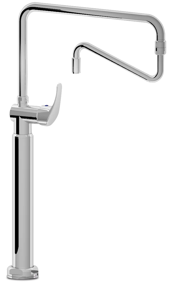 Robinet mitigeur à colonne avec col de cygne orientable