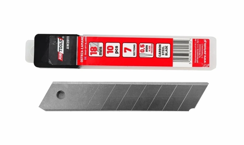 10 Lame di Ricambio a Spezzare 18 mm Awtools - 7 Segmenti, Acciaio al Carbonio, Astuccio