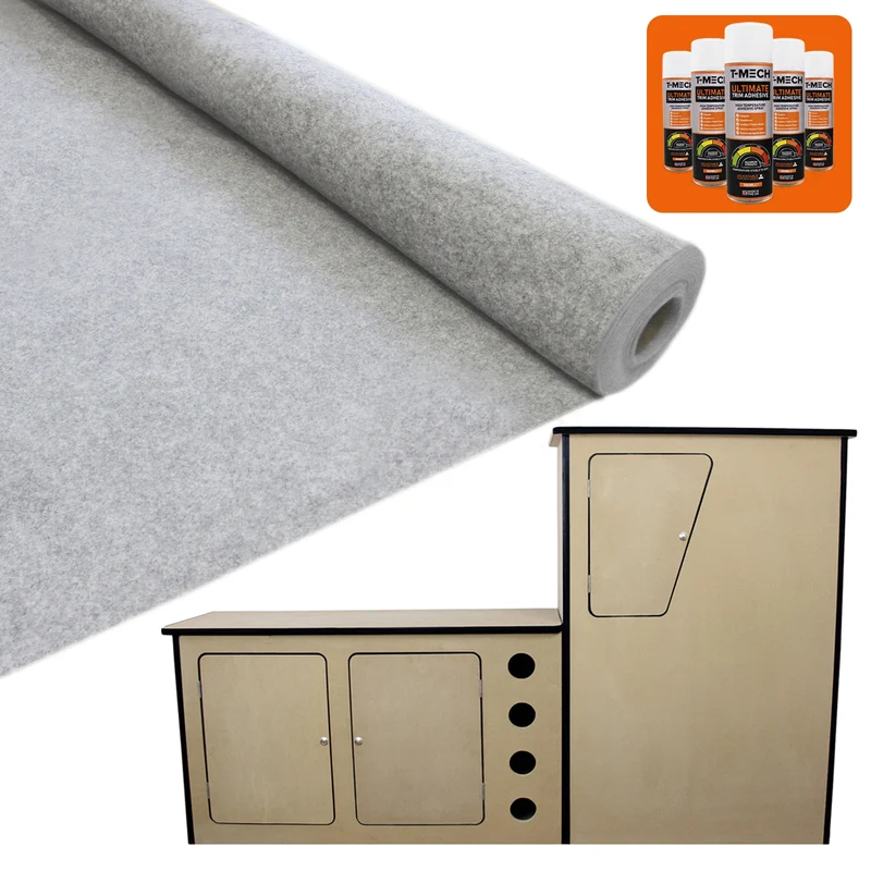 Cucina da Camper in MDF & Moquette per Furgoni / Grigio Argento