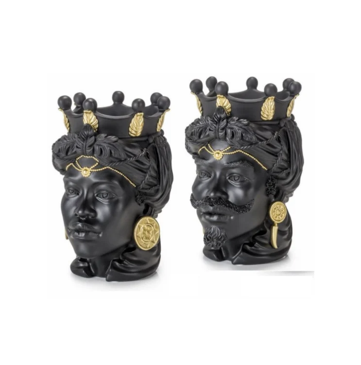Palais Royal Coppia Teste di Moro Nero/Oro, 28 cm