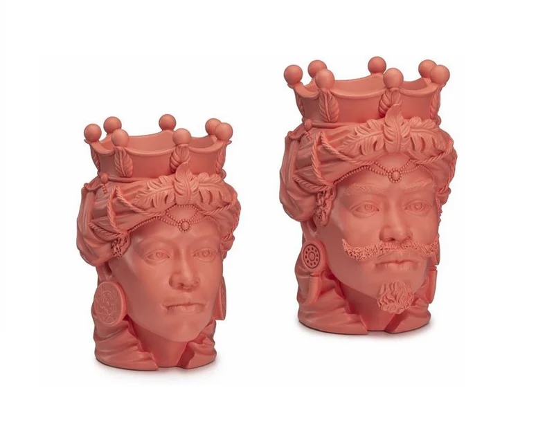 Palais Royal Coppia Teste di Moro Corallo, 28 cm