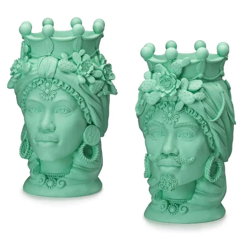 Palais Royal Coppia Teste di Moro Menta, 42 cm