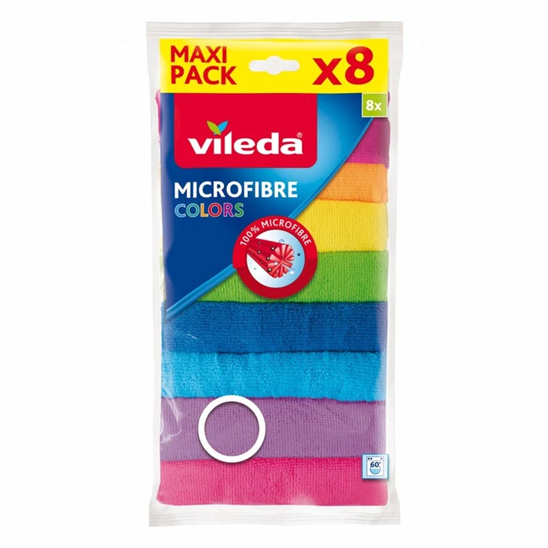 Un set di 8 panni Vileda in microfibra Colori panni