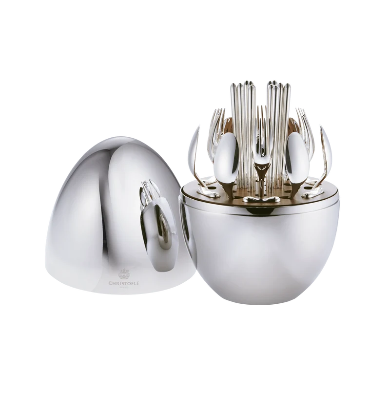 Christofle Mood Asia Set Posate 24 pezzi con Contenitore di design Argento