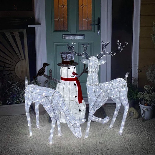 Renne di Natale & Pupazzo di Neve Luminoso da Giardino