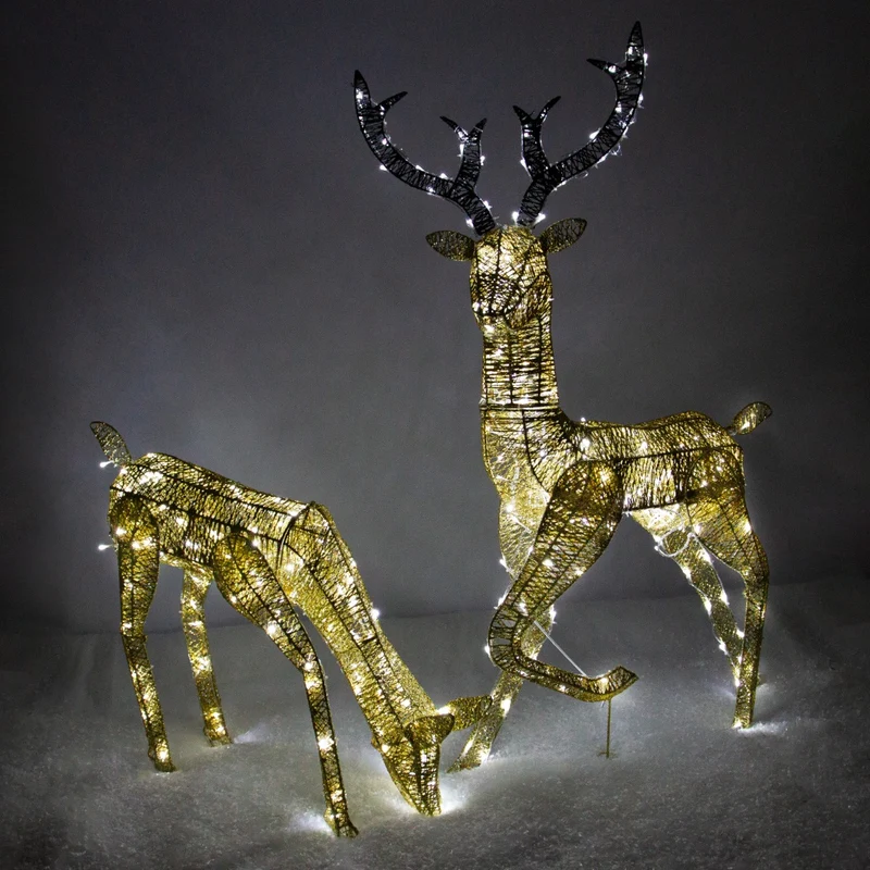 Renna di Natale Luminosa - Maschio & Femmina - Oro