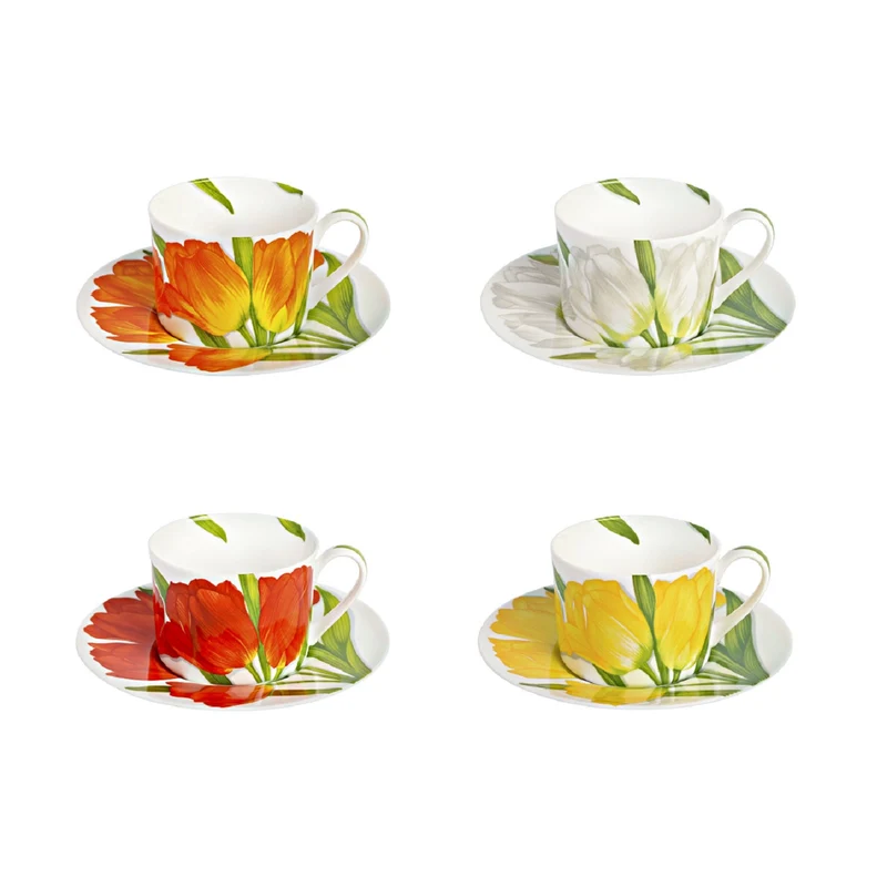 Taitù Freedom Set 4 Tazze tè/cappuccio con piattino, 16,5 cm