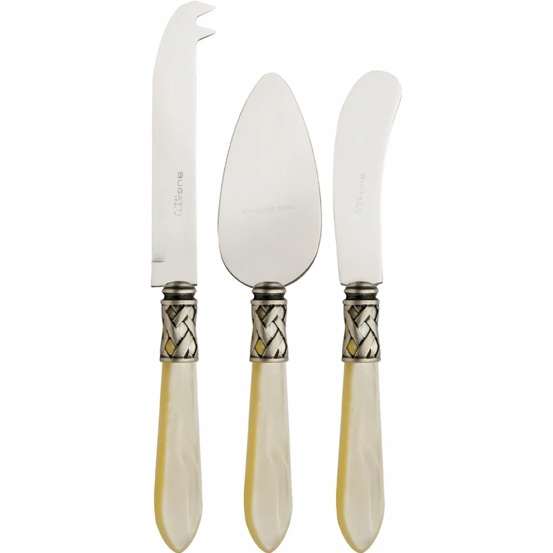 BUGATTI Aladdin Set Posate 3 Pezzi Formaggio Ghiera Argentata
