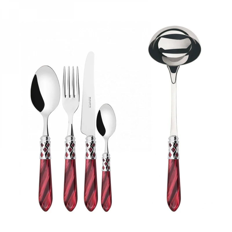 BUGATTI Aladdin Set Posate 49 Pezzi Ghiera Cromata Bordeaux