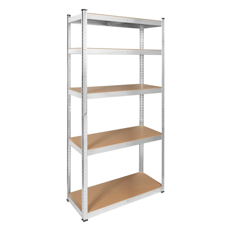 Scaffale metallico da magazzino, 5 ripiani, carico massimo fino a 750 kg, 180x90x40, colore argento, modello Rebel