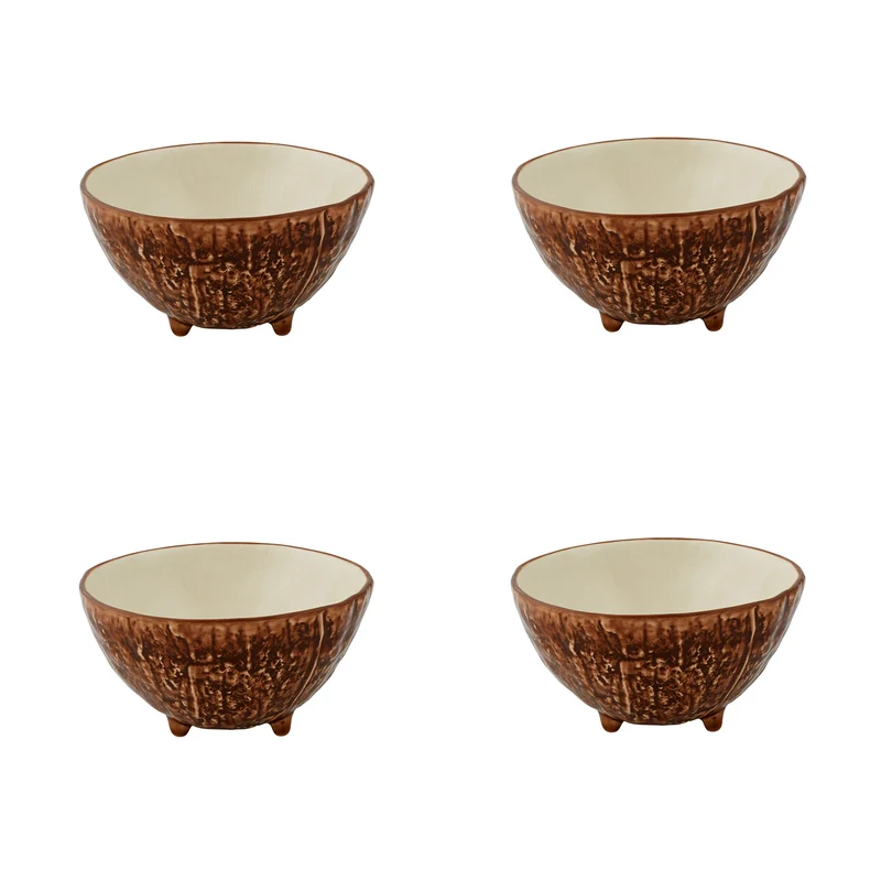 Bordallo Pinheiro Frutos Tropicais Set 4 Ciotole Frutta Tropicale, 13 cm