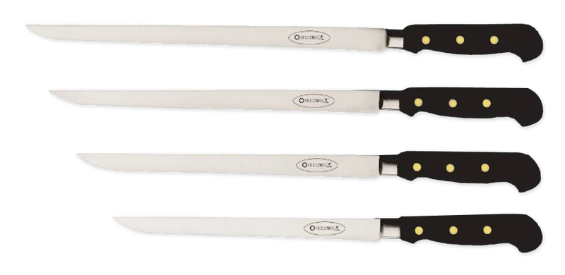 Couteau à jambon iberico à virole lame rigide, manche en bois
