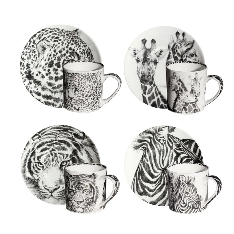 Taitù Wild Spirit Set 4 Tazzine espresso con piattino