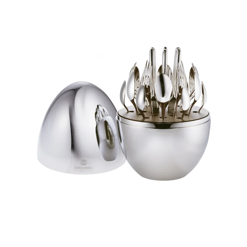 Christofle Mood Easy Servizio di posate 24 pezzi con Contenitore di design Argento