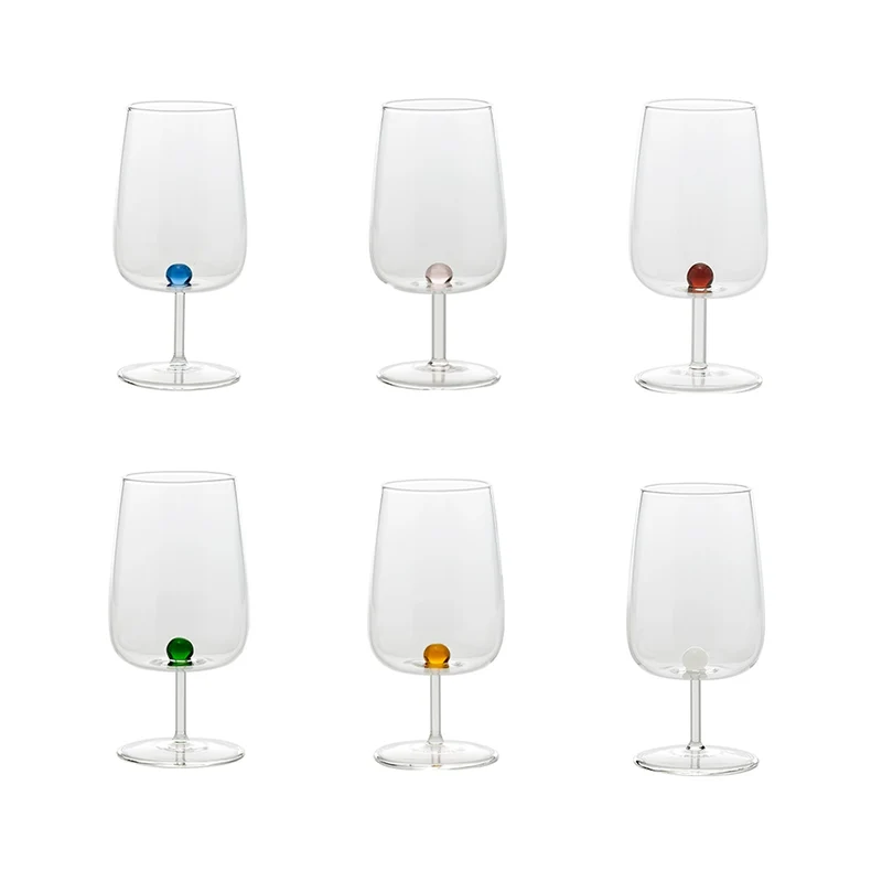 Zafferano Bilia Set 6 Calici in vetro borosilicato, Colori Assortiti