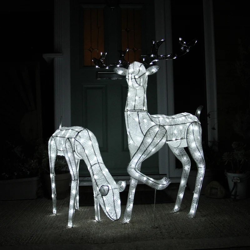 Renne di Natale Luminose - Maschio & Femmina - Bianco
