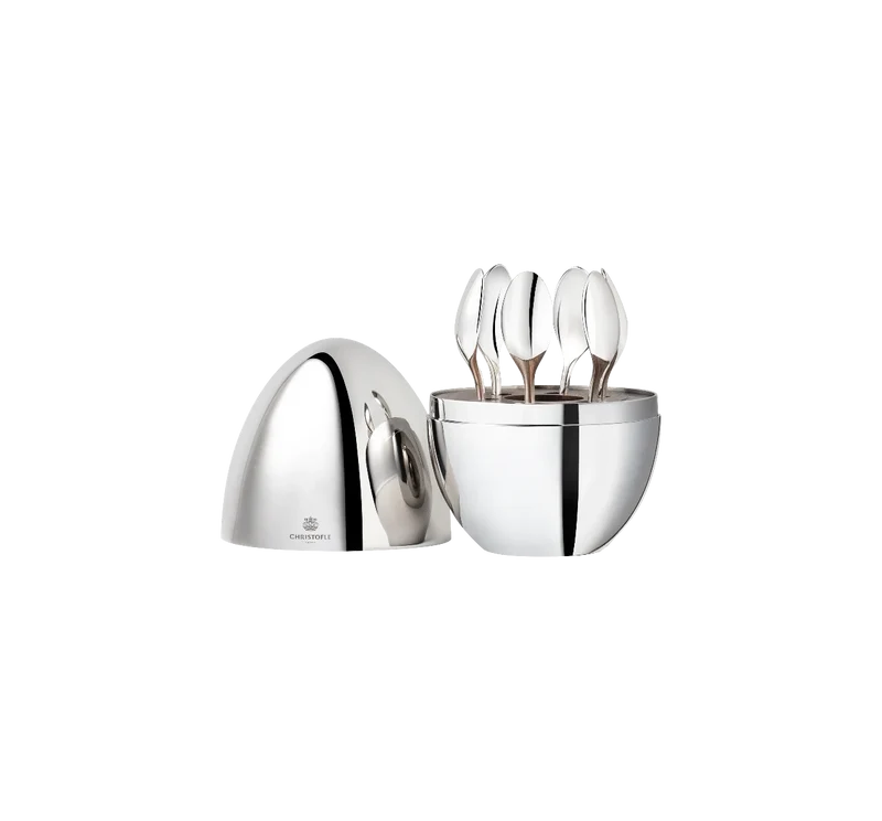 Christofle Mood Set Di 6 Cucchiaini Espresso in Metallo Argentato