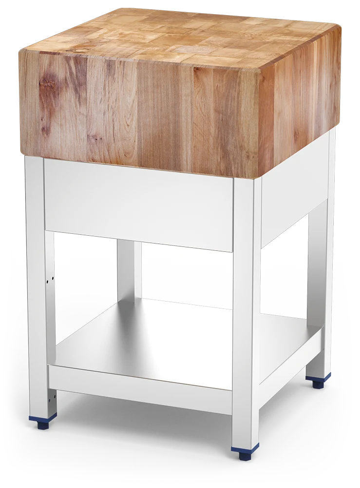 Billot de boucher inox et bois de bouleau