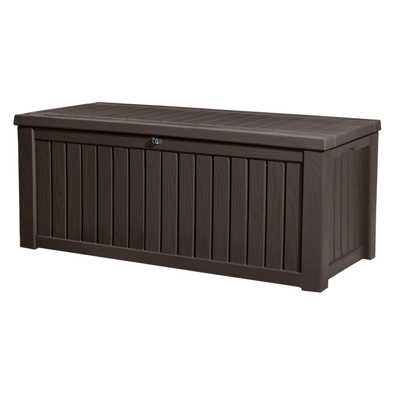 Scatola da giardino Keter Rockwood 570L marrone Meccanismo che sostiene l'apertura del coperchio