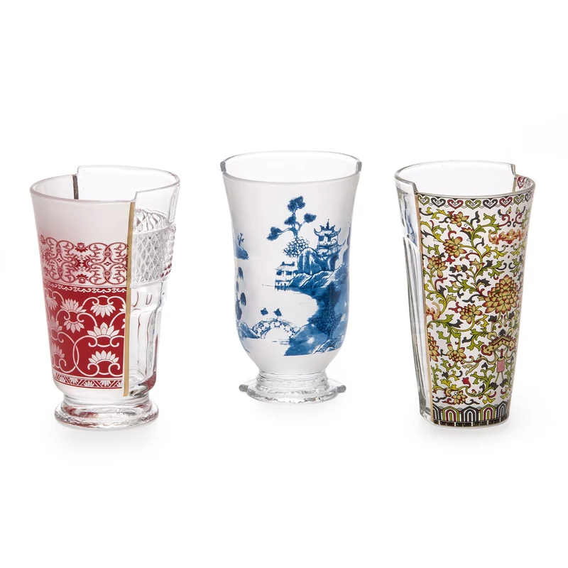 Seletti Hybrid Clarice Set 3 bicchieri in vetro
