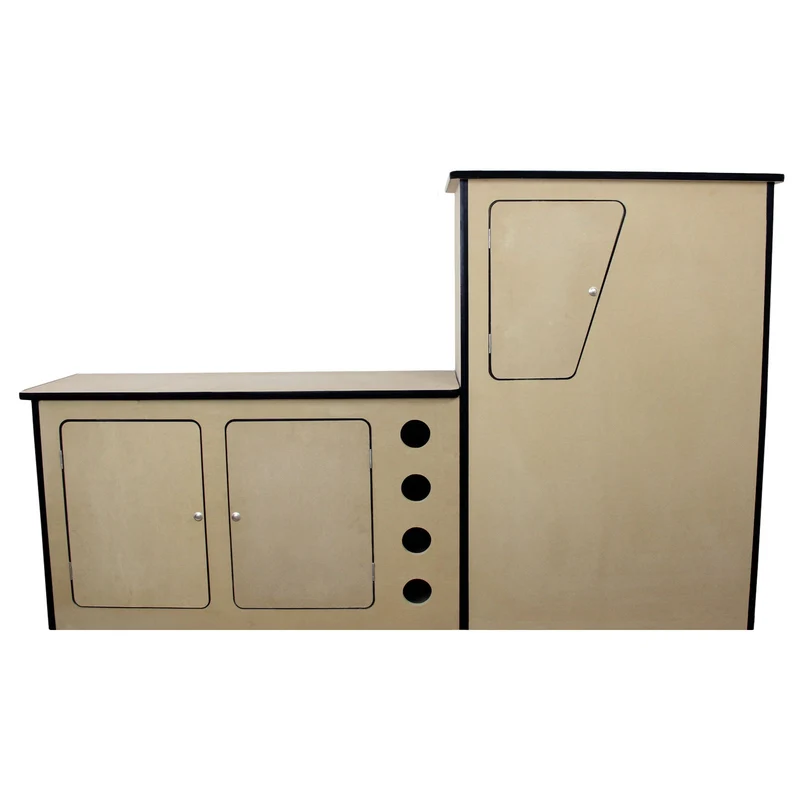 Cucina da Camper in MDF con 3 Armadietti e Spazi Portavino
