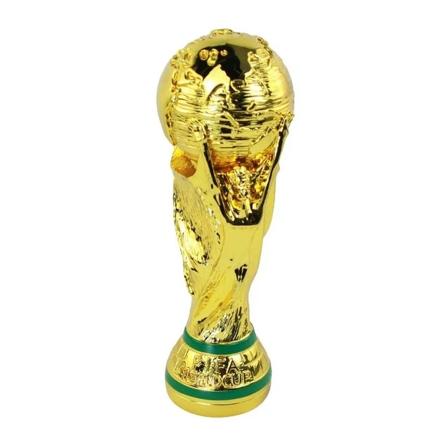 Trofeo Calcio Oro (Coppa del Mondo) 26 cm per Premiazioni Tornei Decorativo in Resina Dorata idea Regalo per Tornei Calcetto o Tifosi Mondiali