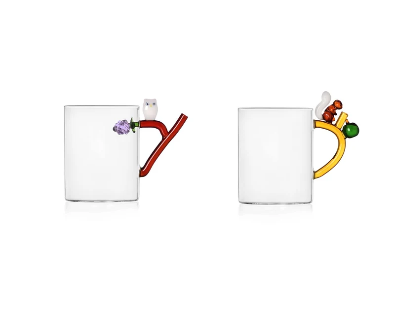 Ichendorf Fruits & Flower Set 2 Tazze Mug con Gufo e Scoiattolo
