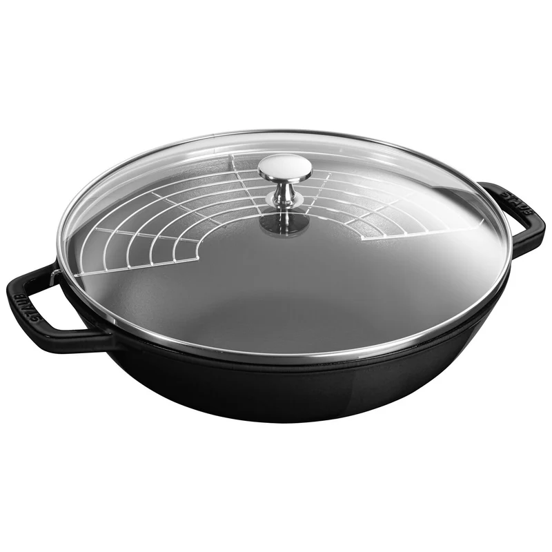 Staub Wok con coperchio in vetro rotondo cm 30