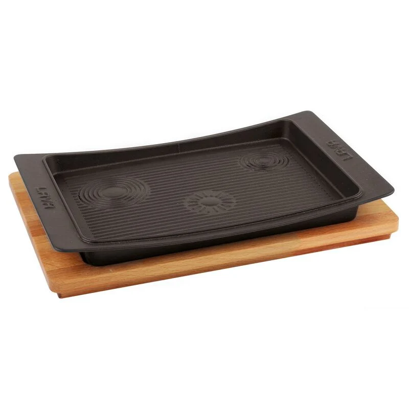 Paderno Piatto a servire in Ghisa smaltata con supporto in Legno