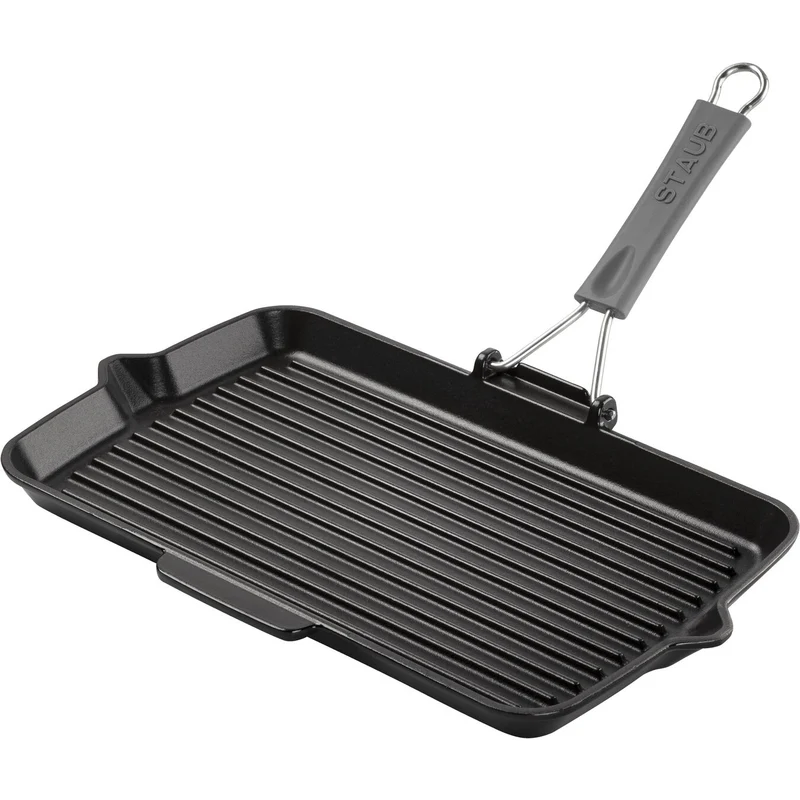 Staub Grill Pans Bistecchiera con becchi rettangolari Nero, 34 cm