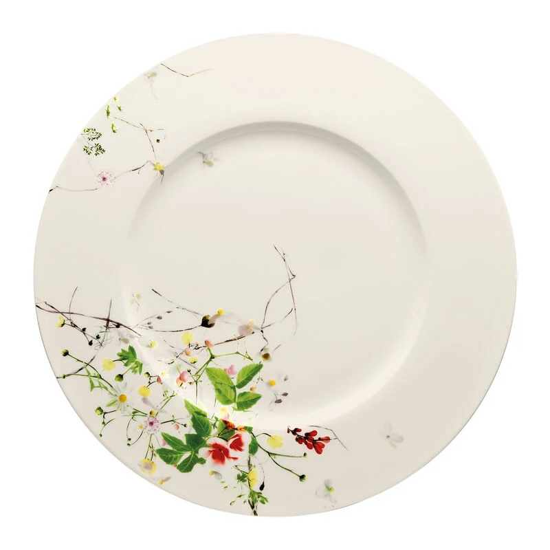 Rosenthal Brillance Fleurs Sauvages Piatto Piano con falda 33 cm, Set 6