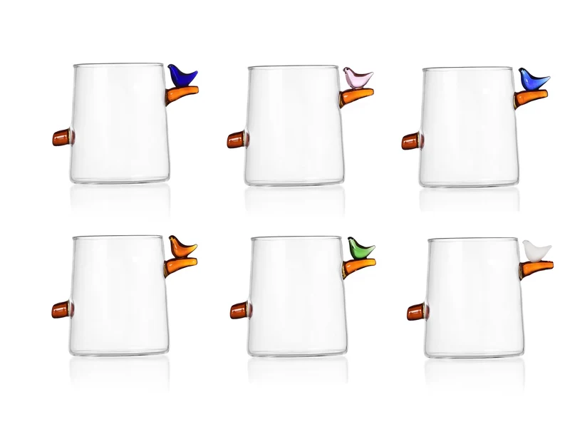 Ichendorf Birds Set 6 Bicchieri Acqua con Uccellino