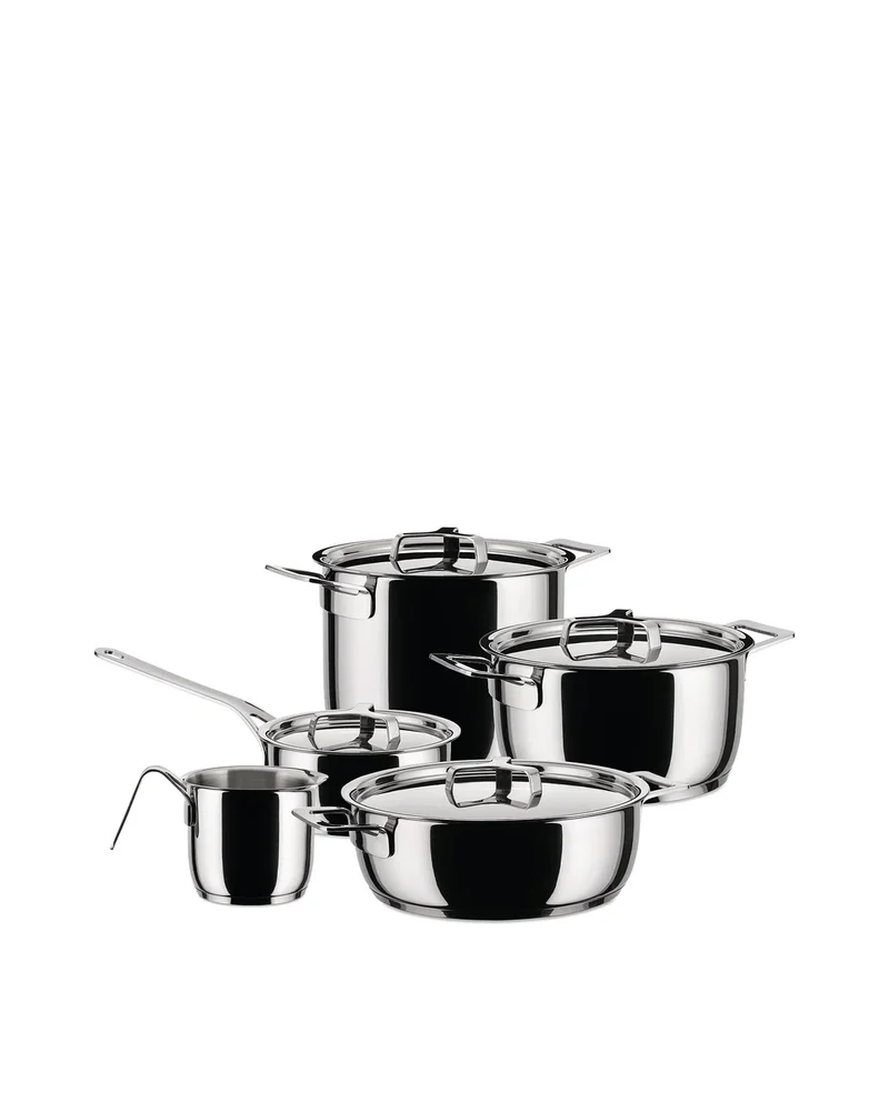 Alessi Pots & Pans Set 9 pentole con coperchio, Acciaio inossidabile
